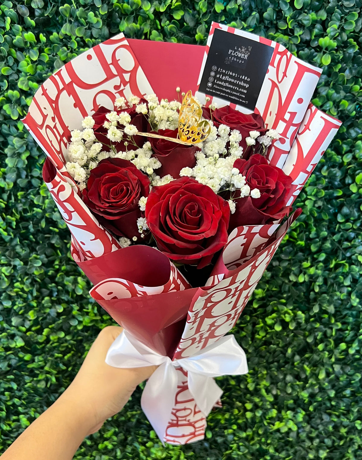 6 red rose mini bouquet