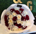 24 White & Red Rose Bouquet