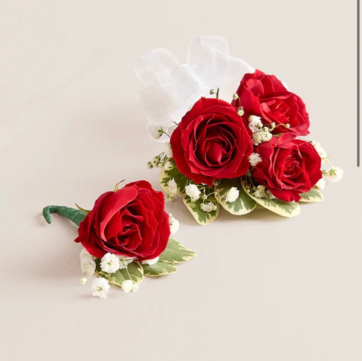 Red Rose Corsage and Boutonniere set