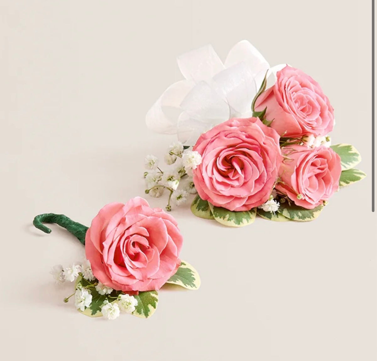 pink rose Corsage & Boutonniere set