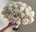 Elegant White Rose Bridal Bouquet