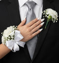 white carnation corsage & Boutonniere set