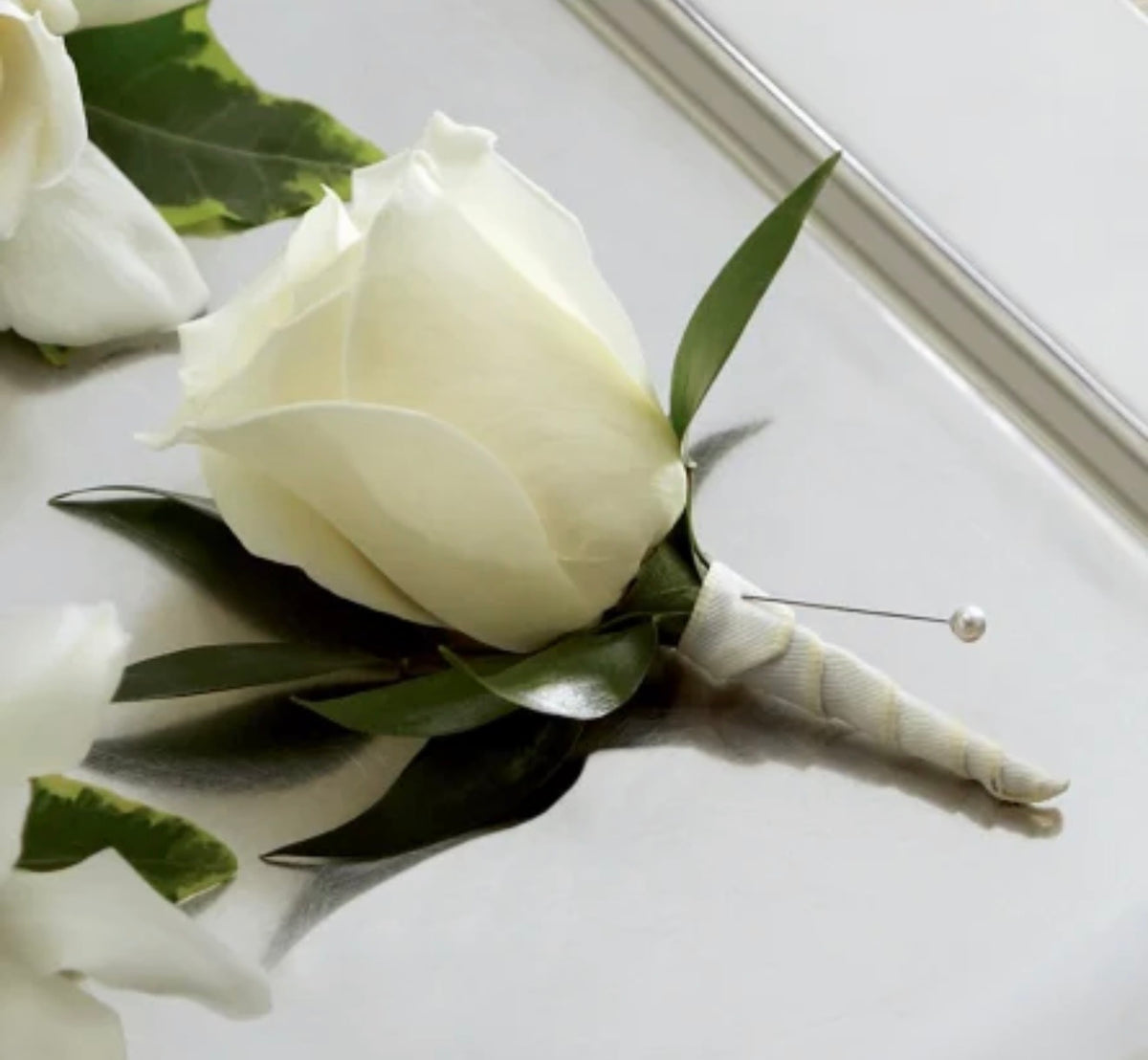 White rose boutonnière