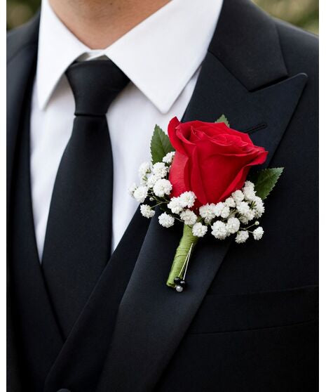 Red rose boutonniere
